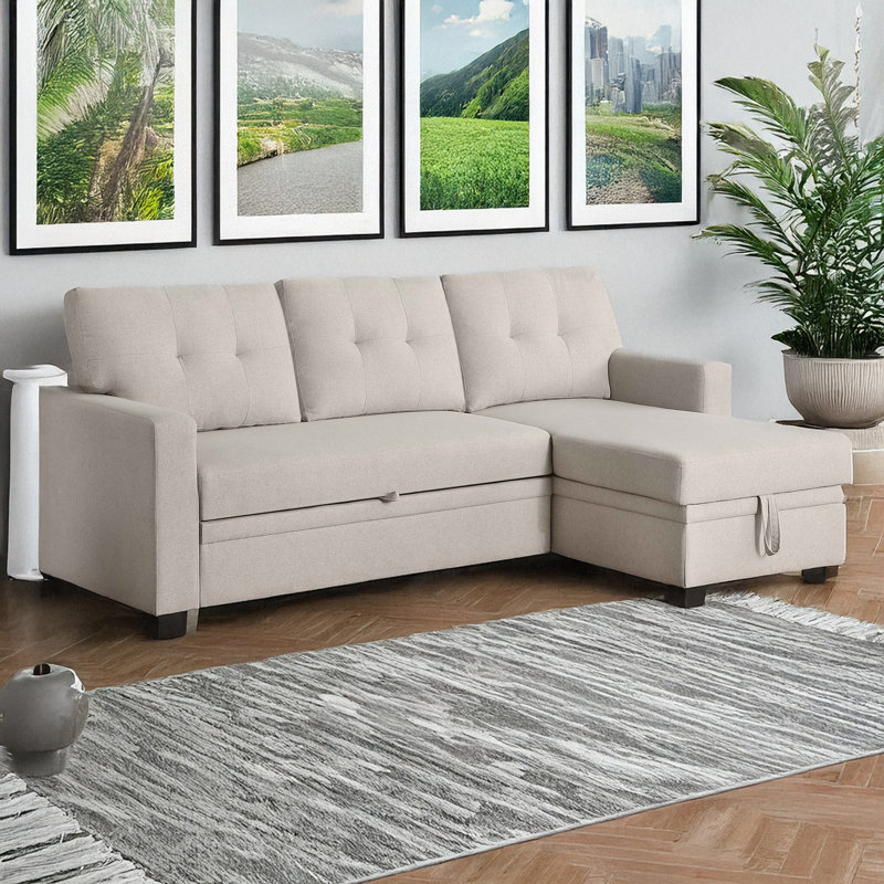 Pull Out Sectional Sofa Sectional Sofa With Storage Pull Out Loveseat, Beige