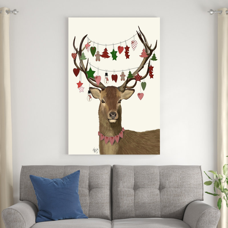 «Deer, Homespun Decorations» par Fab Funky - impression sur toile tendue, H 48 po x l 32 po