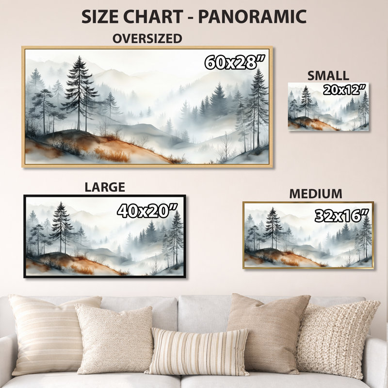 «White Grey Nathaniel I», impressions sur toile de montagne, art mural encadré Moody, H 12 po x l 20 po, Toile tendue