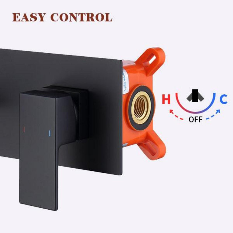Wall-mounted bathroom sink or bathtub faucet, Matte Black