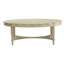 Antique White Finish Coffee Table In French - Solid Wood And Storage Feature Elegant Oval Shape, Wooden Top Bottom Shelf