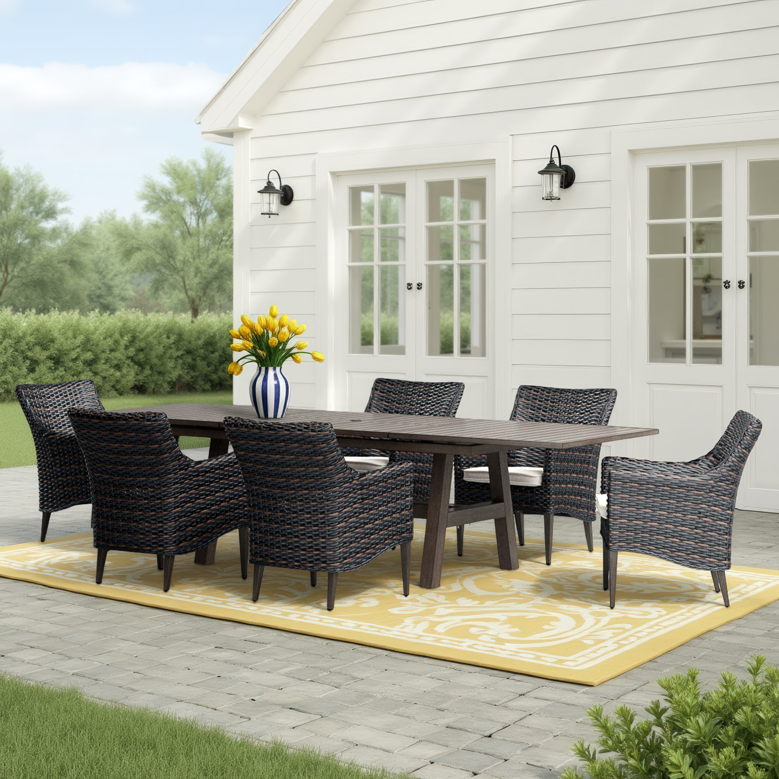 Keiser 84" Patio Dining Set, Beige, 6