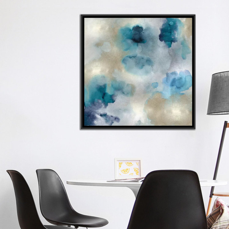 «Aqua Mouvement II», impression sur toile, H 18 po x l 18 po x P 1,5 po, Toile avec cadre noir, Pas de tapis