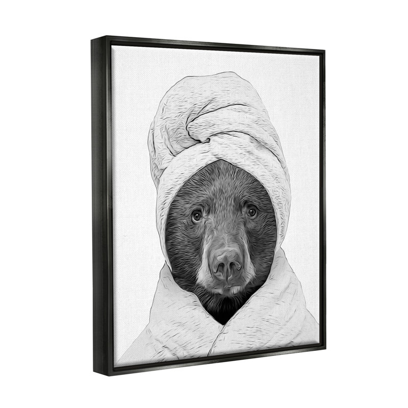 «Bear Bear» par Annalisa Latella, Cadre flottant noir de jais, H 21 po x l 17 po x P 1,7 po