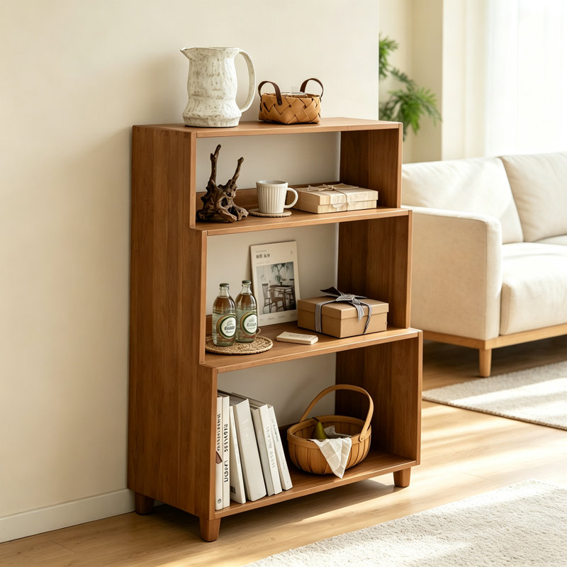 Solid Pine Wood Open Storage Bookcase