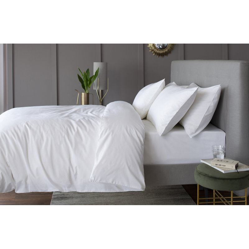Cotton Solid Colour Duvet Cover Set with Pillowcases, White, Super King - 2 Standard Pillowcases