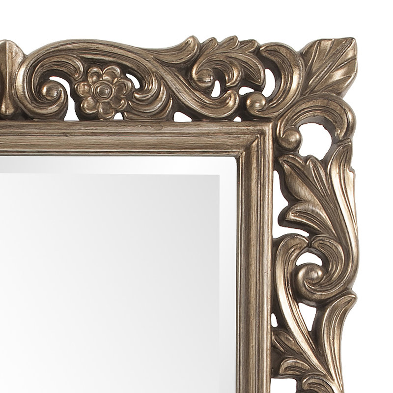 Traditional Ornate Framed Beveled Rectangular Accent Mirror, Lilac