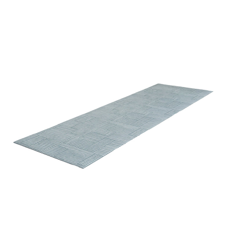 Un-Rug Organic Squares Non-Skid Kitchen Mat by Matterly, Gray/Blue, Runner 1'11" x 5'11"