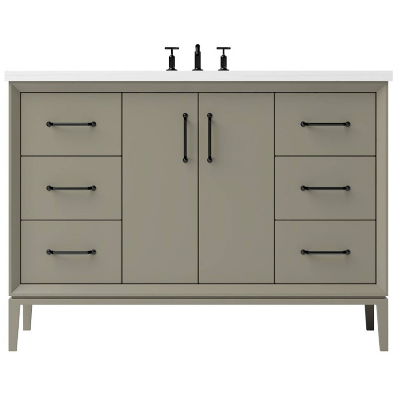 Alexandra Single Extra Wide Bath Vanity, French Olive, 54", Matte Black