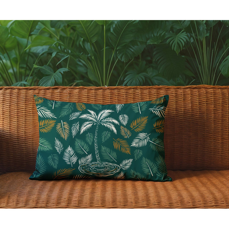 Oreiller rectangulaire réversible intérieur / extérieur Palmgroove Palm, Rectangle H 18 po x l 25 po, Vert