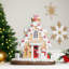 Snowy Gingerbread Peppermint House With Snowman Christmas Decoration - 11"