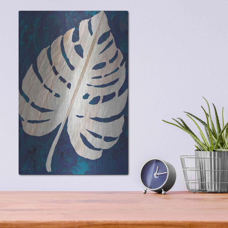 "Bleu marine Monstera" par Cindy Jacobs, H 16 po x l 12 po