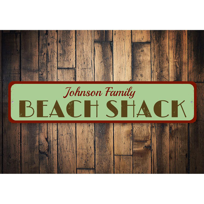 Plaque en métal Beach Shack, H 4 po x l 18 po x P 0,04 po