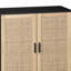 Armoire de rangement 62,6 po à 4 portes en rotin élégante et fonctionnelle, facile à assembler, noire