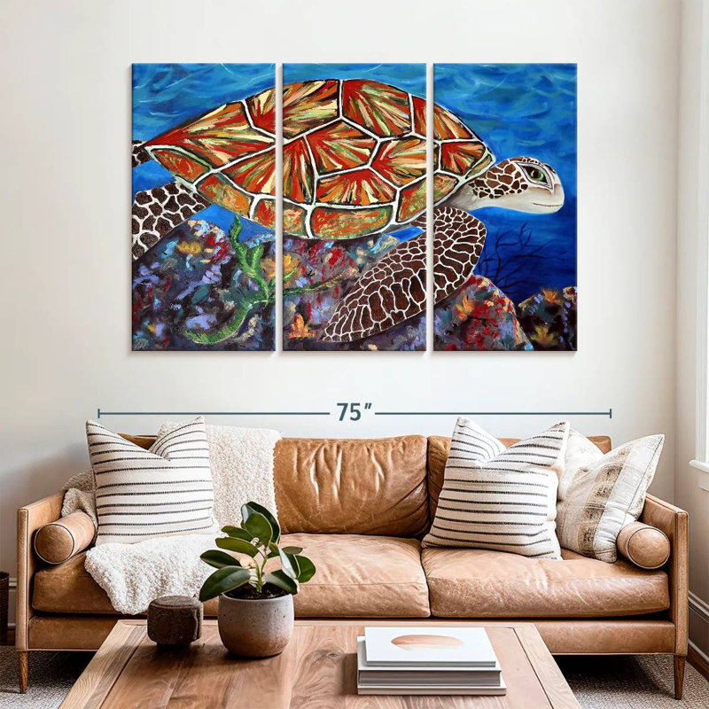 Brampt Splashy Sea Turtle, 42" H x 65" W