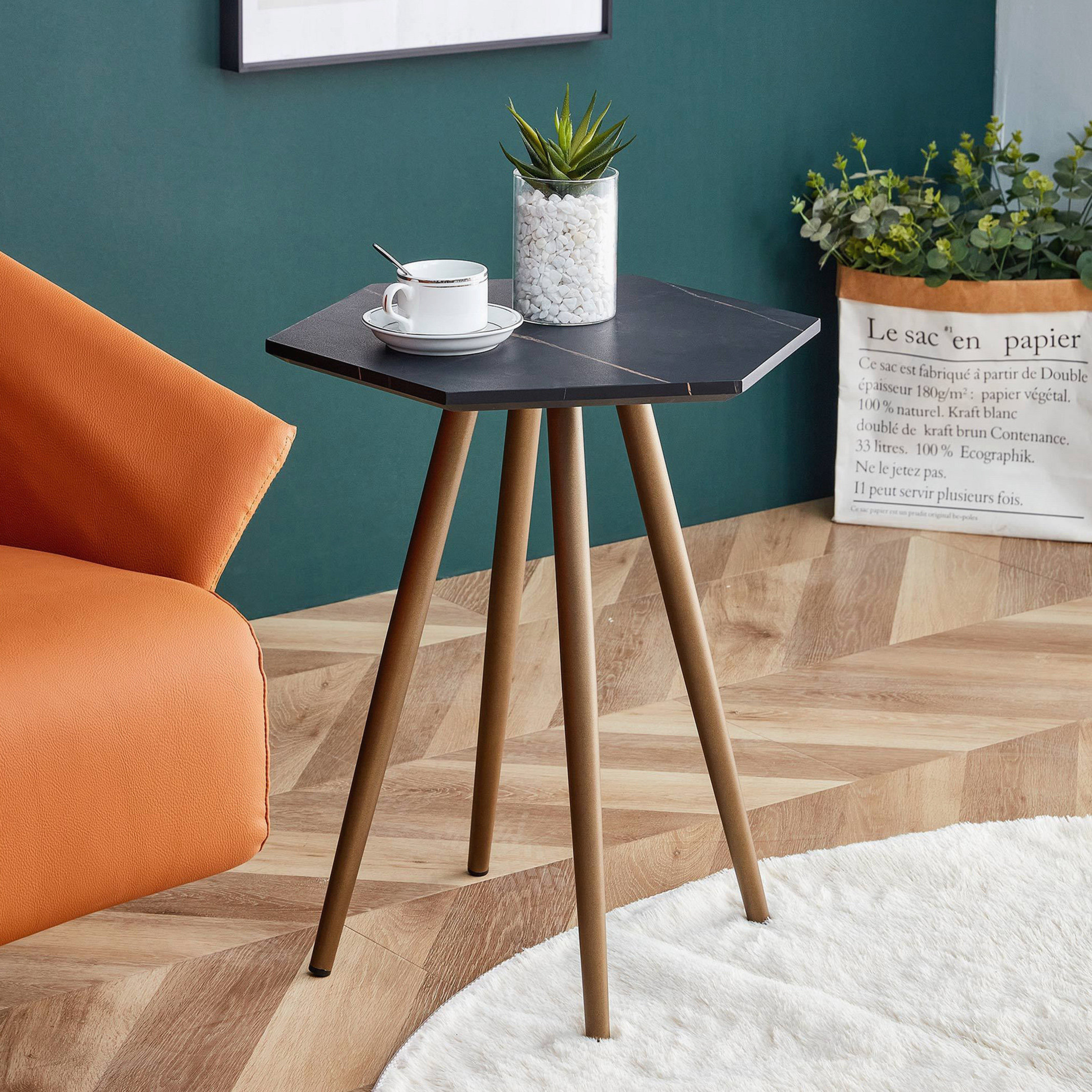 George Oliver Mahdy End Table Small Iron Tables, Accent Coffee Table