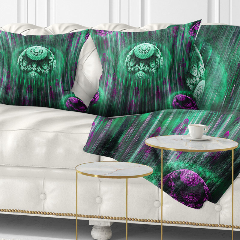 World of Infinite Universe - Coussin imprimé abstrait, 18 po x 18 po, Vert / mauve