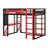 Full Size Wood Loft Bed With LED, Desk And Shelves, Wood Gaming Loft Bed-1936486552