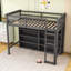 Lit mezzanine en bois avec tablettes et échelle Kayveon-696278827-696278829