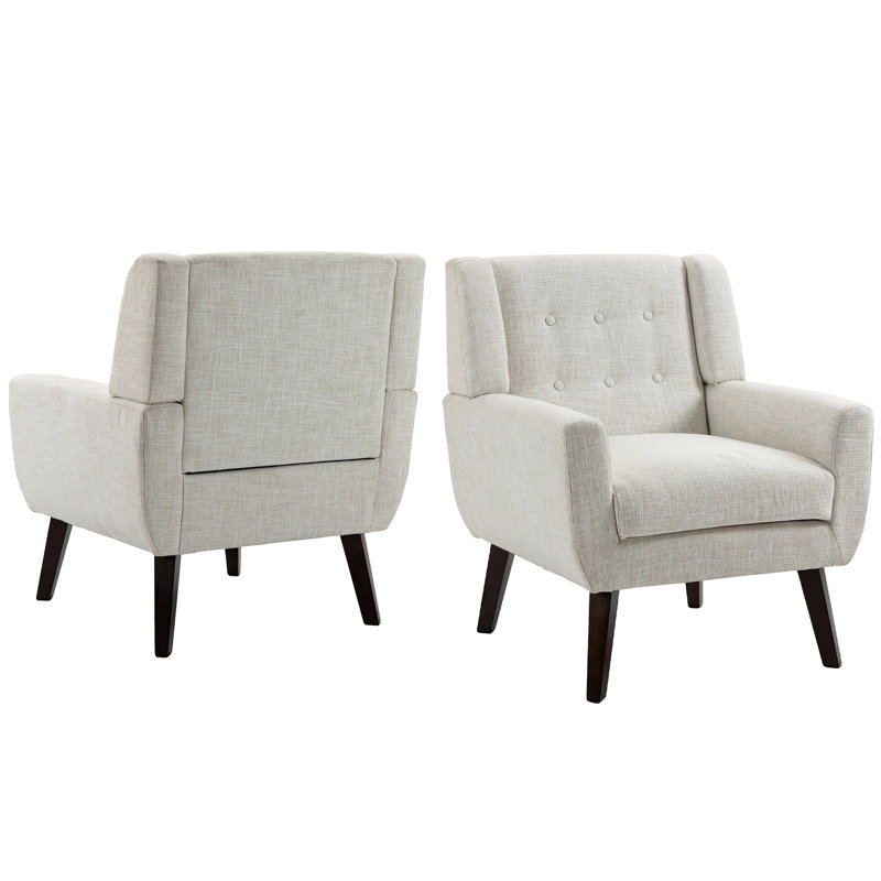 Jaqueze 73.4 Cm Wide Cotton Armchair, Beige Linen Blend