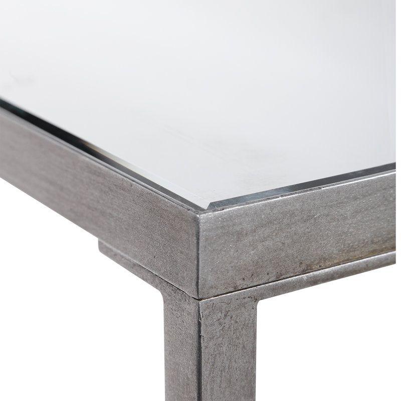 Console avec plateau en verre réfléchissant de 60 po Imes, Argent