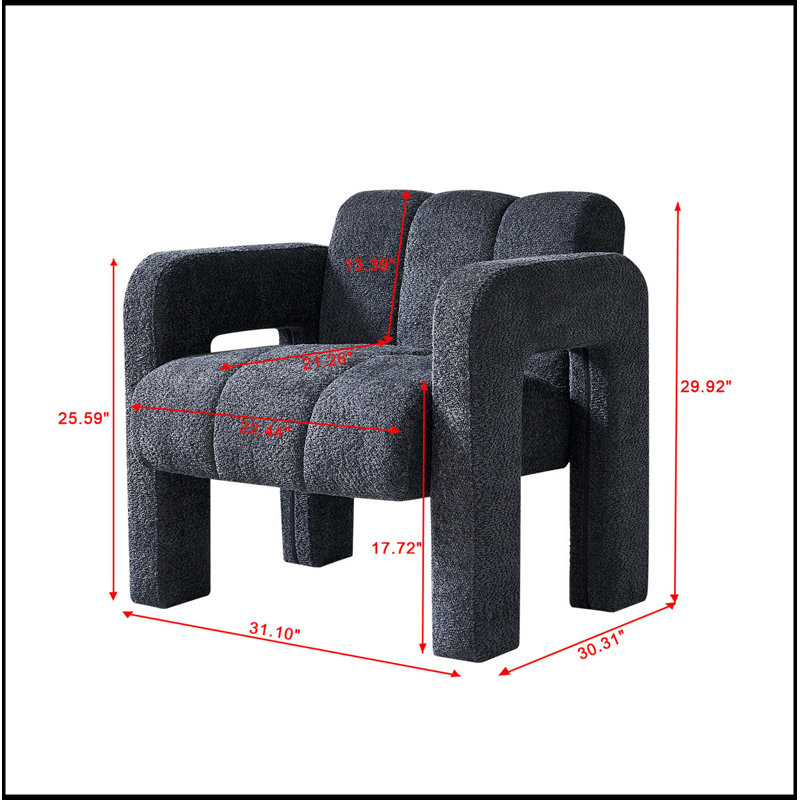 Fauteuil d'appoint rembourré 31,10 po, Gris foncé