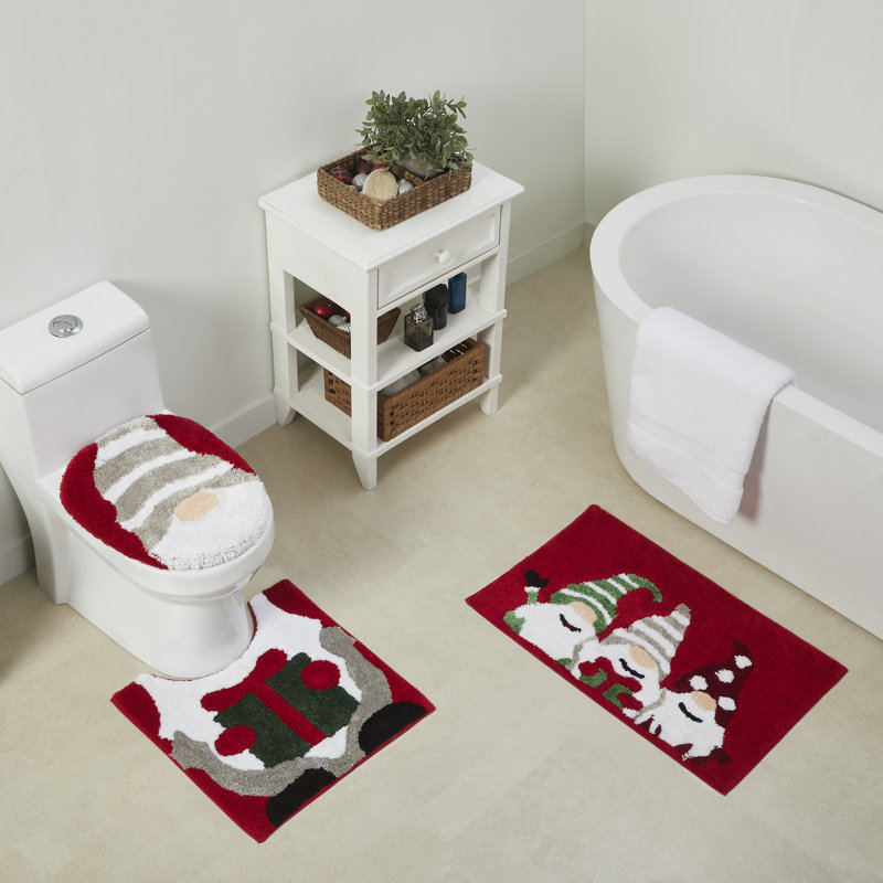 Gnome de Noël 3 pièces Ensemble de tapis de bain
