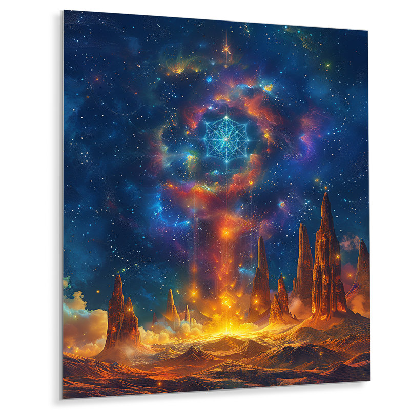 Portail magique en cristal dans le ciel - espace, art mural, salon, Métal métal, H 20 po x l 12 po x P 1 po