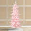 Deluxe Pre-Lit Pink Flocked Slim Fir Artificial Christmas Tree – 260 Warm White & Multi-Colour Lights, 9 Functions with Foot Pedal-129208493