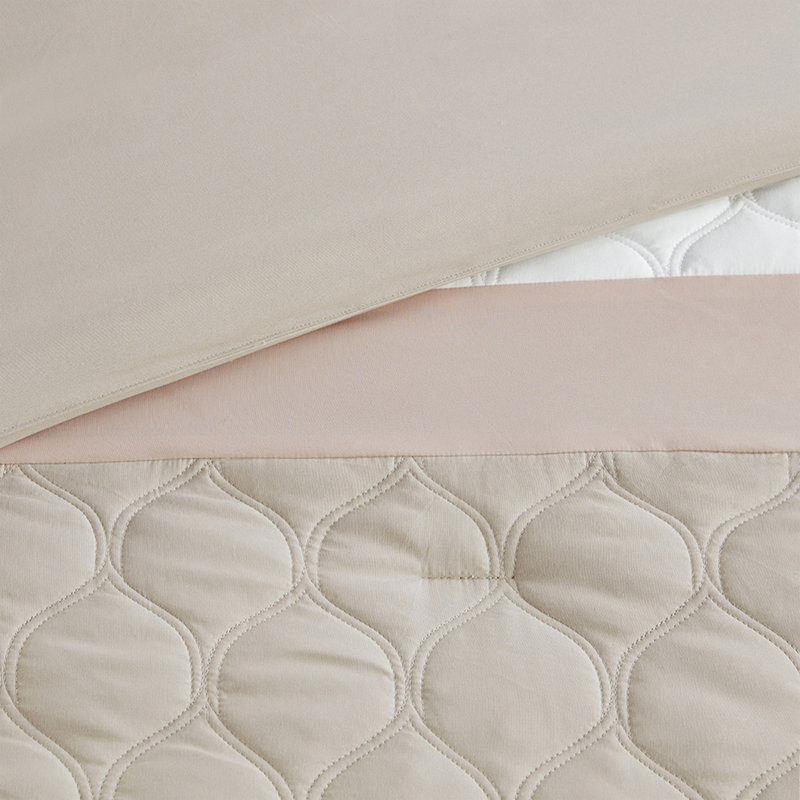 Édredon 8 pièces pour très grand lit - imprimé partiellement rosé, taies décoratives européennes, coussins décoratifs, édredon lavable, rembourrage,