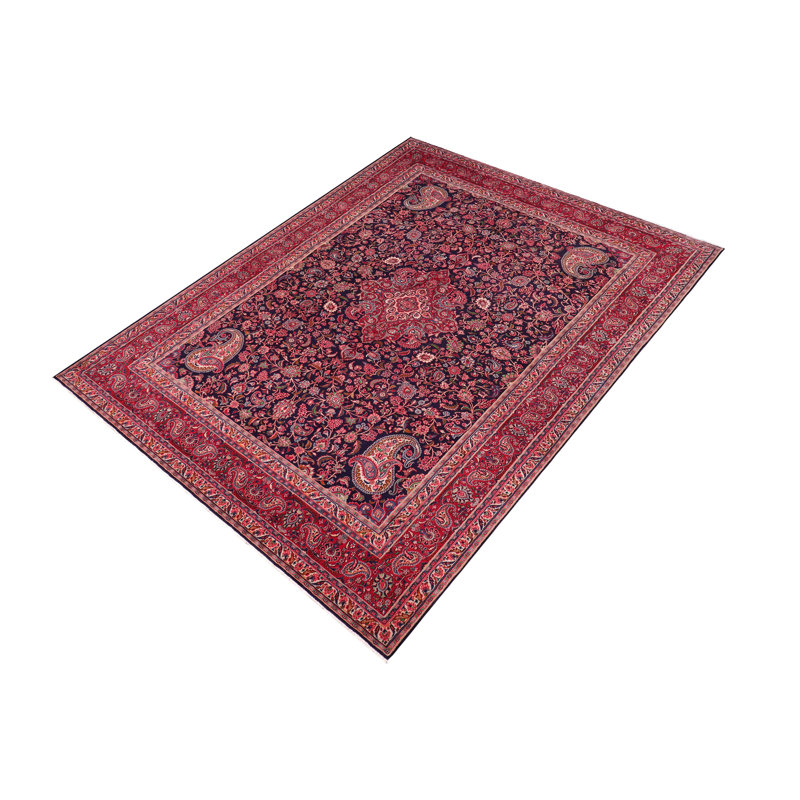 Tapis rétro bleu antique en laine noué à la main Tabriz Foster - 9 pi 10 po x 13 pi 4 po
