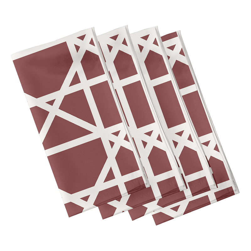 Lateshia Polyester Geometric Square Napkin, Rust