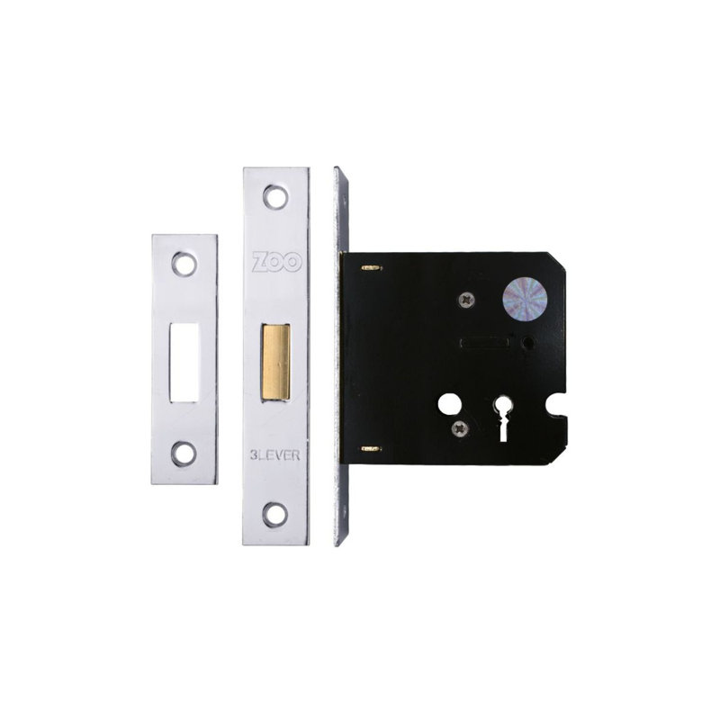 3 Lever Dead Lock, Satin Stainless, 6.4cm H