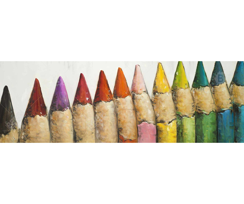 Color Pencils Standing - Red Framed Canvas for Home Decor