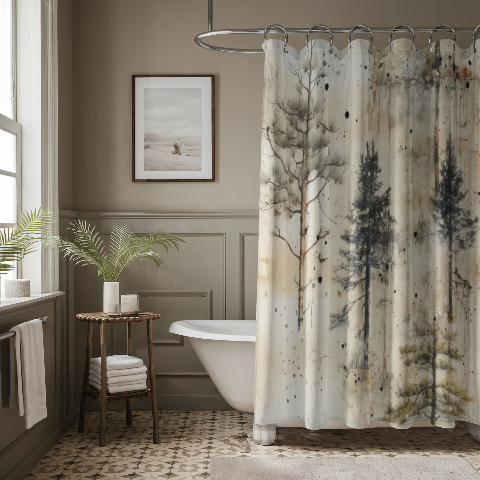 17 Stories Snowy Forest Art - Premium Shower Curtain | Wayfair