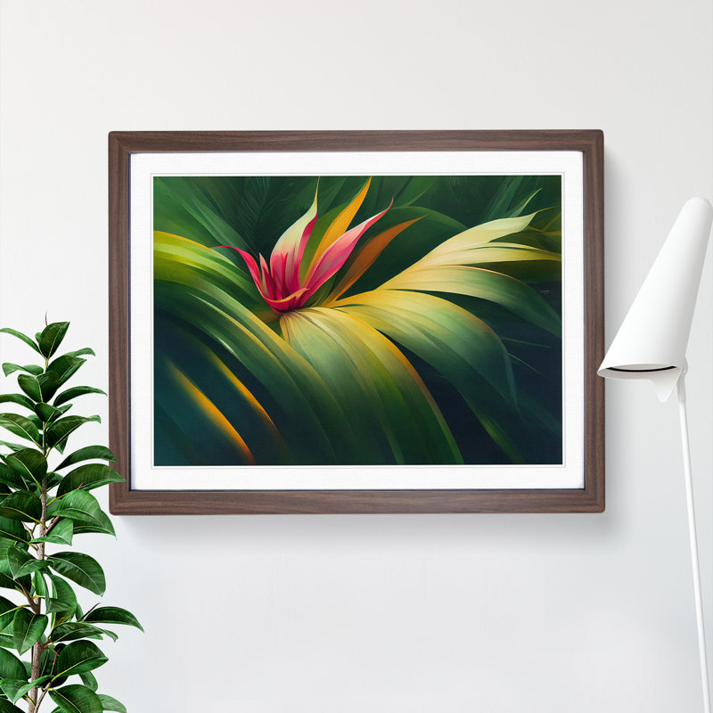 Unreal Tropical Flowers - Framed Print, 46cm H x 64cm W x 2cm D, Walnut