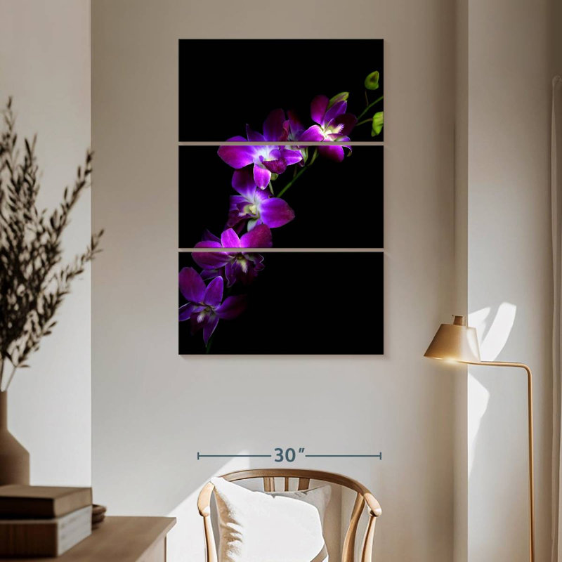 Orchidées mauves Dendrobium, H 65 po x l 42 po