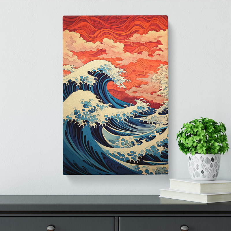 Wave Japanese Geometric No.4 - Print, 76cm H x 50cm W x 3cm D