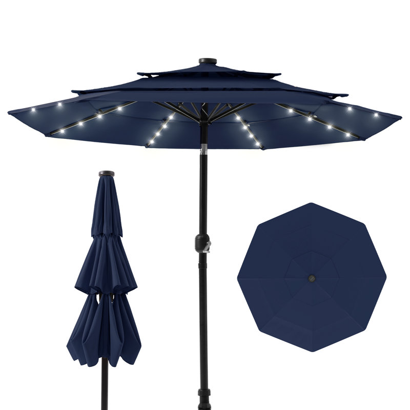 Parasol de marché 11 pi, Bleu, H 96,5 po x l 120 po x P 120 po