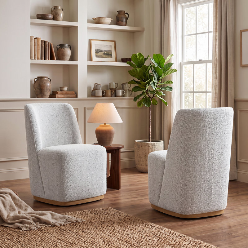 Chaises de salle à manger rembourrées Geelt, Polyester perle