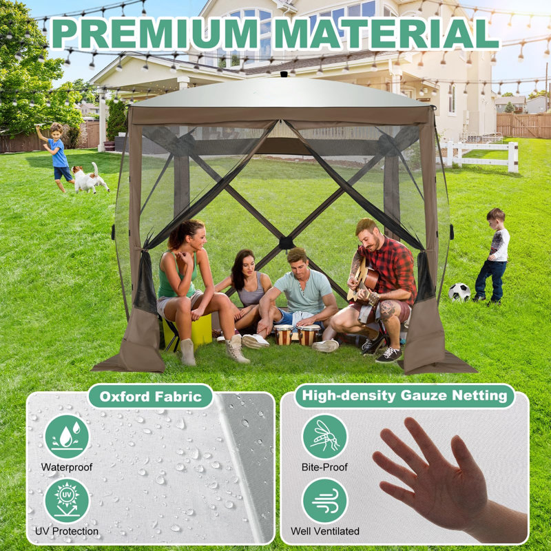 6FTx6FT Screen Room with Mosquito Netting, Brown
