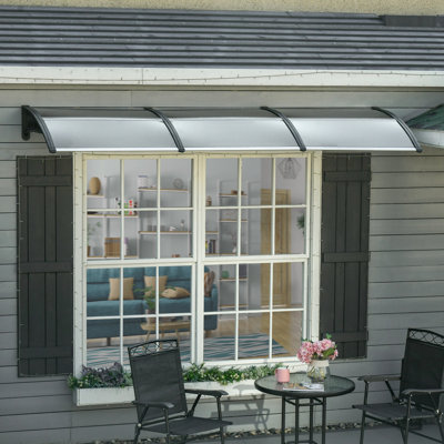 Outsunny Polycarbonate Brown Cover Retractable Door / Window Awning