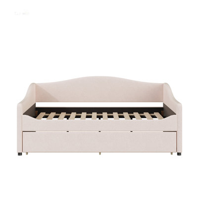 Teddy Fleece Full Upholstered Daybed with LED Lights and Trundle