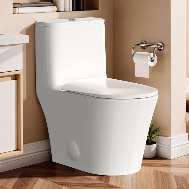 BCANHOME Modern One Piece Toilet With Dual-flush Siphon Jet, 12 Rough In ,Soft-Close Seat & Lid, Minimalist Space-Saving Design
