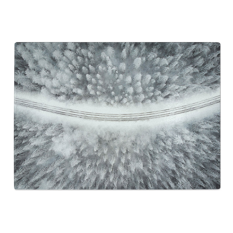 Tempered Glass Winter Road Painting Chopping Board, 20 cm x 28.5 cm