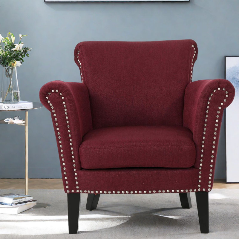 Chaises d'appoint bourgogne, pieds en bois revêtus de tissu, maison contemporaine