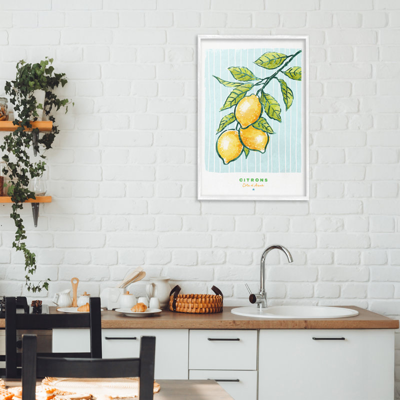 Giclée de bistro moderne encadrée, design par Chad Barrett, Giclée encadrée blanc bord de mer, H 24 po x l 16 po