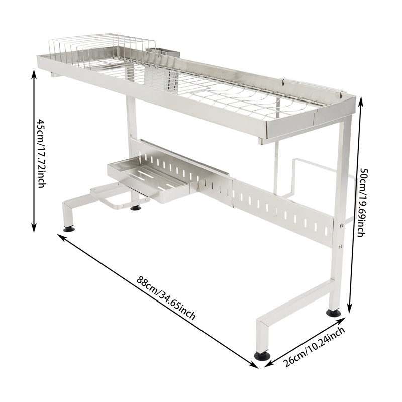 Adjustable Over Sink Dish Drainer Drying Rack