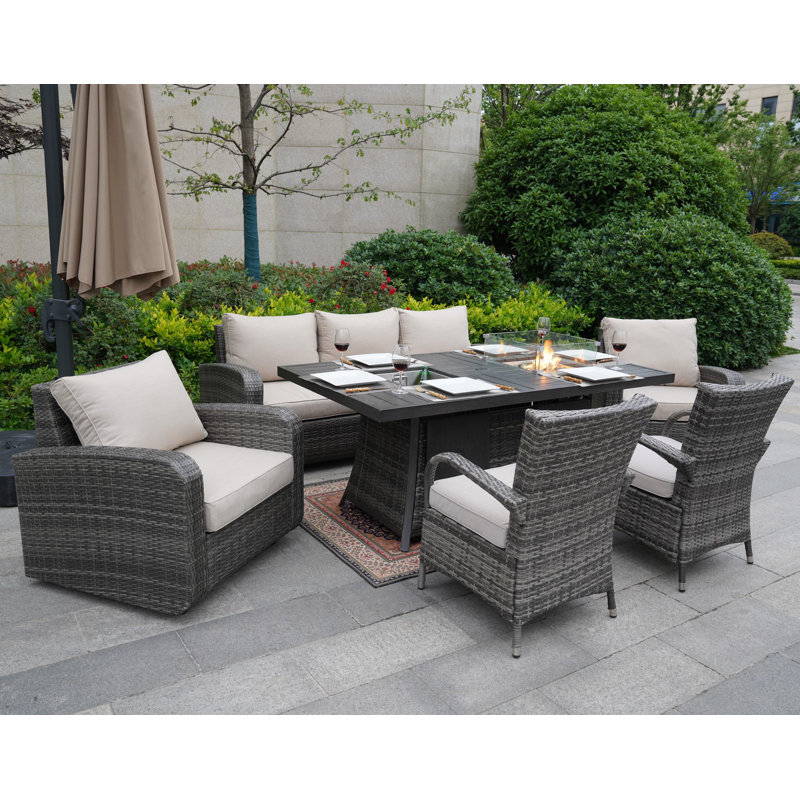 Aliaksey 7 - Person Patio Conversation Set with Cushions