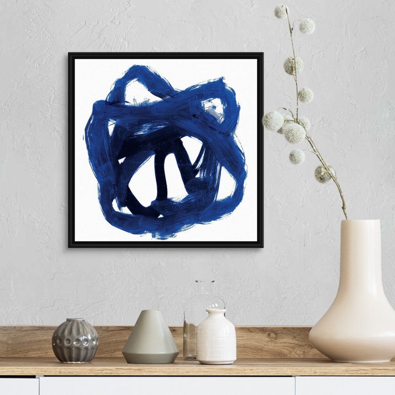 "Eternal Indigo I" par PI studio, reproduction d’art sur toile, H 18 po x l 18 po x P 1,75 po, Toile avec cadre noir